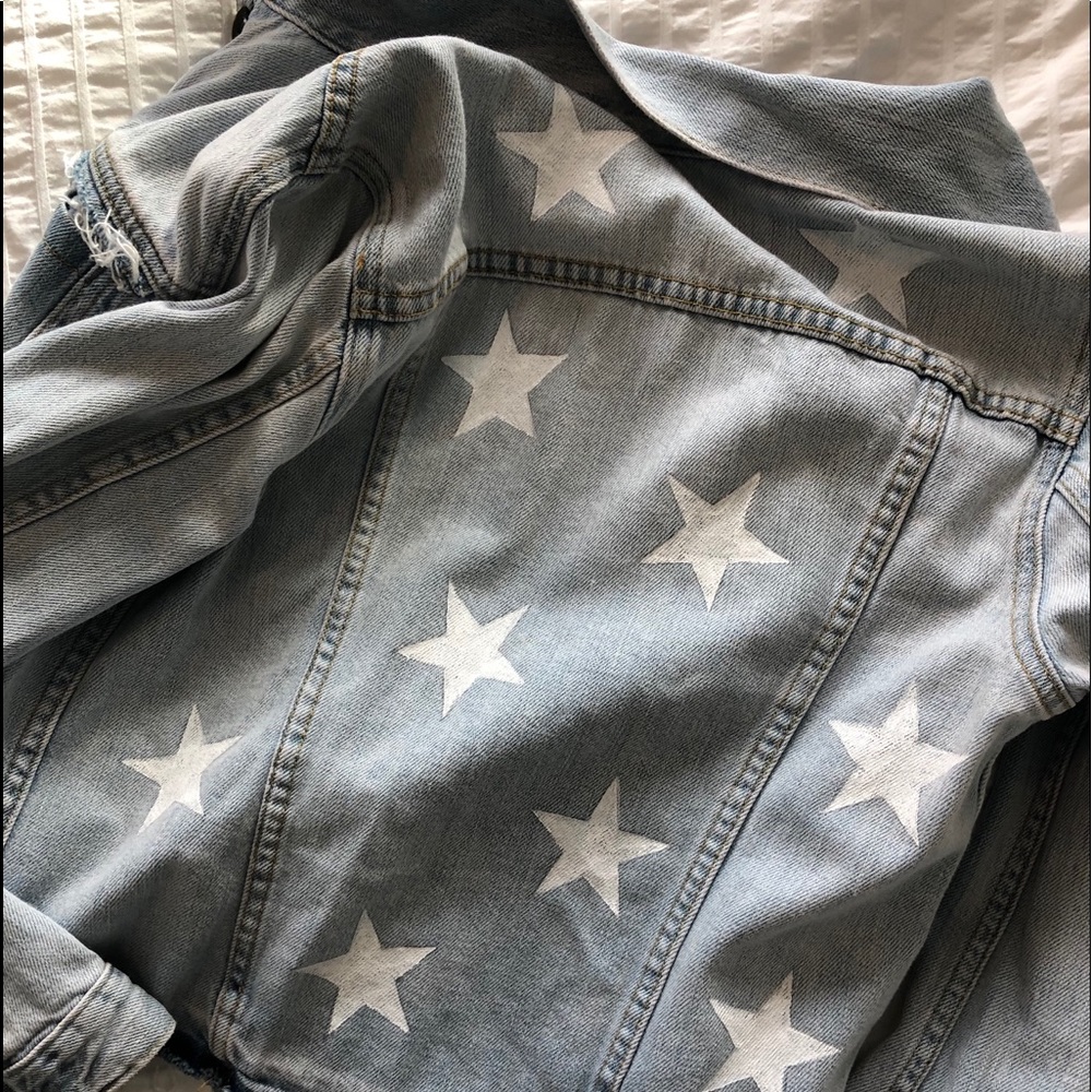 Custom stars painted denim jacket